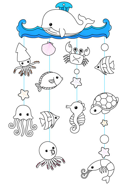 모빌만들기(바다생물)(색칠형) 썸네일