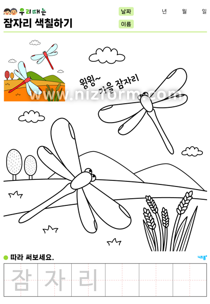 잠자리색칠하기 미리보기