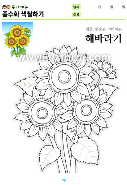 풍수화색칠하기(A형)(해바라기) 미리보기